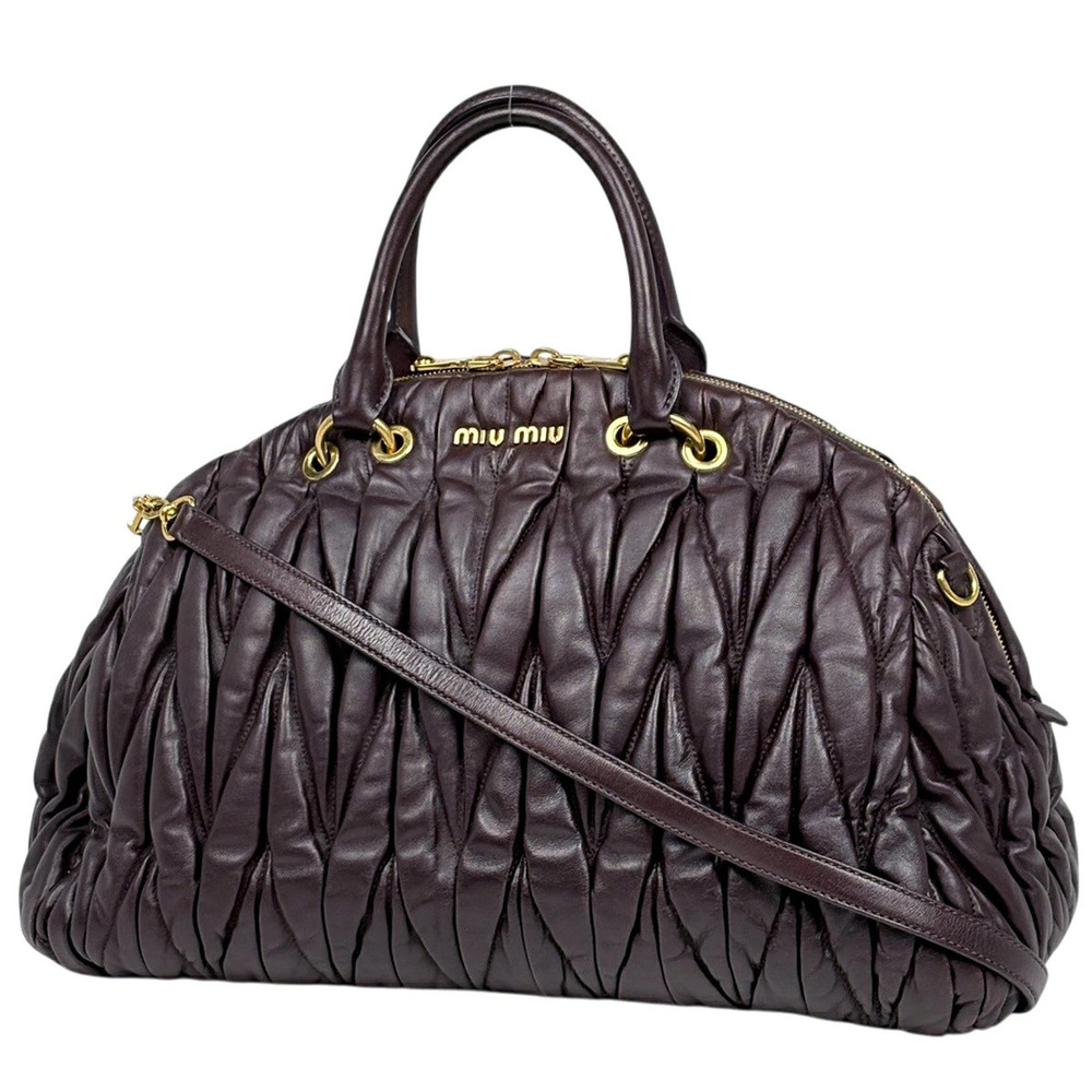 Miu Miu Matelasse Handbag Leather Bordeaux Purple